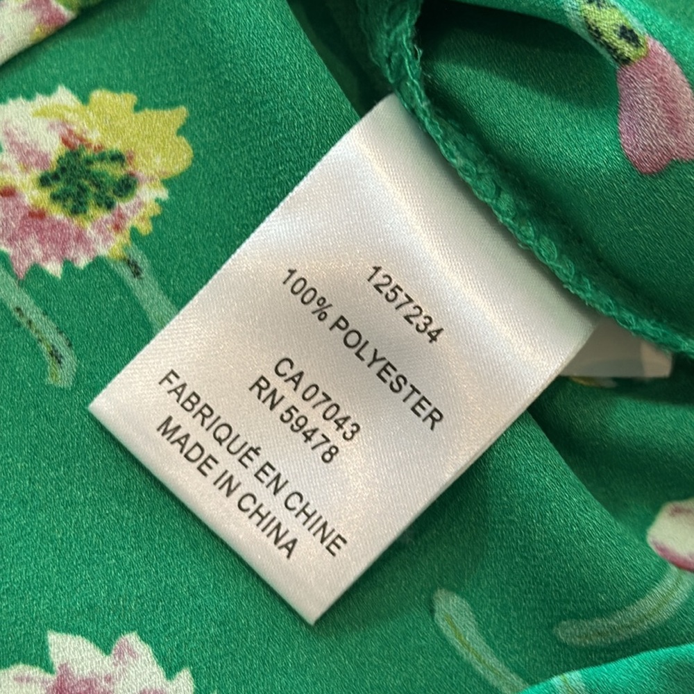 Cynthia Rowley green floral blouse - Picture 8 of 8